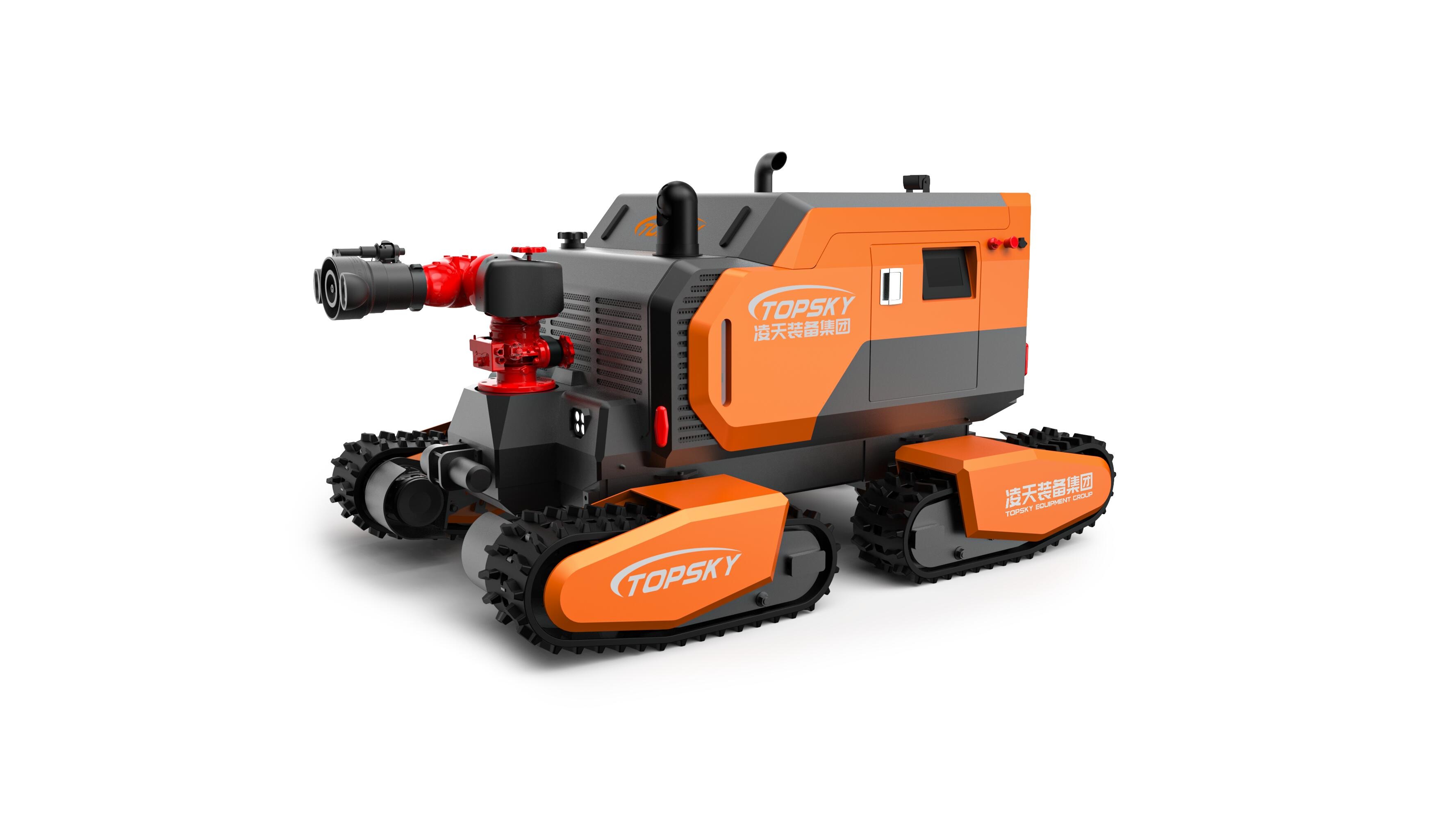 全地形消防滅火機器人 （第2代，四履帶，油動液壓、150進口消防水炮）